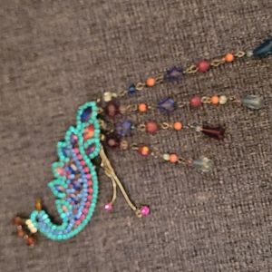 Peacock rhinestone brooch